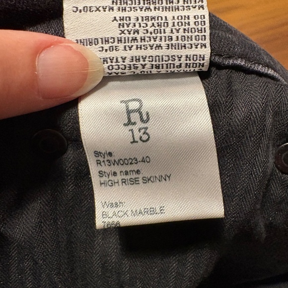 R13 distressed black jeans - high rise skinny - size 27 - Picture 4 of 12